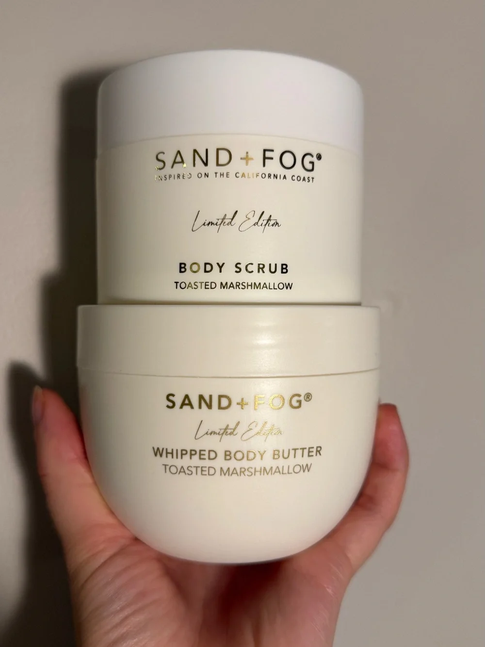 SAND + FOG Toasted Marshmallow Whipped Body Butter & Body Scrub limited edition